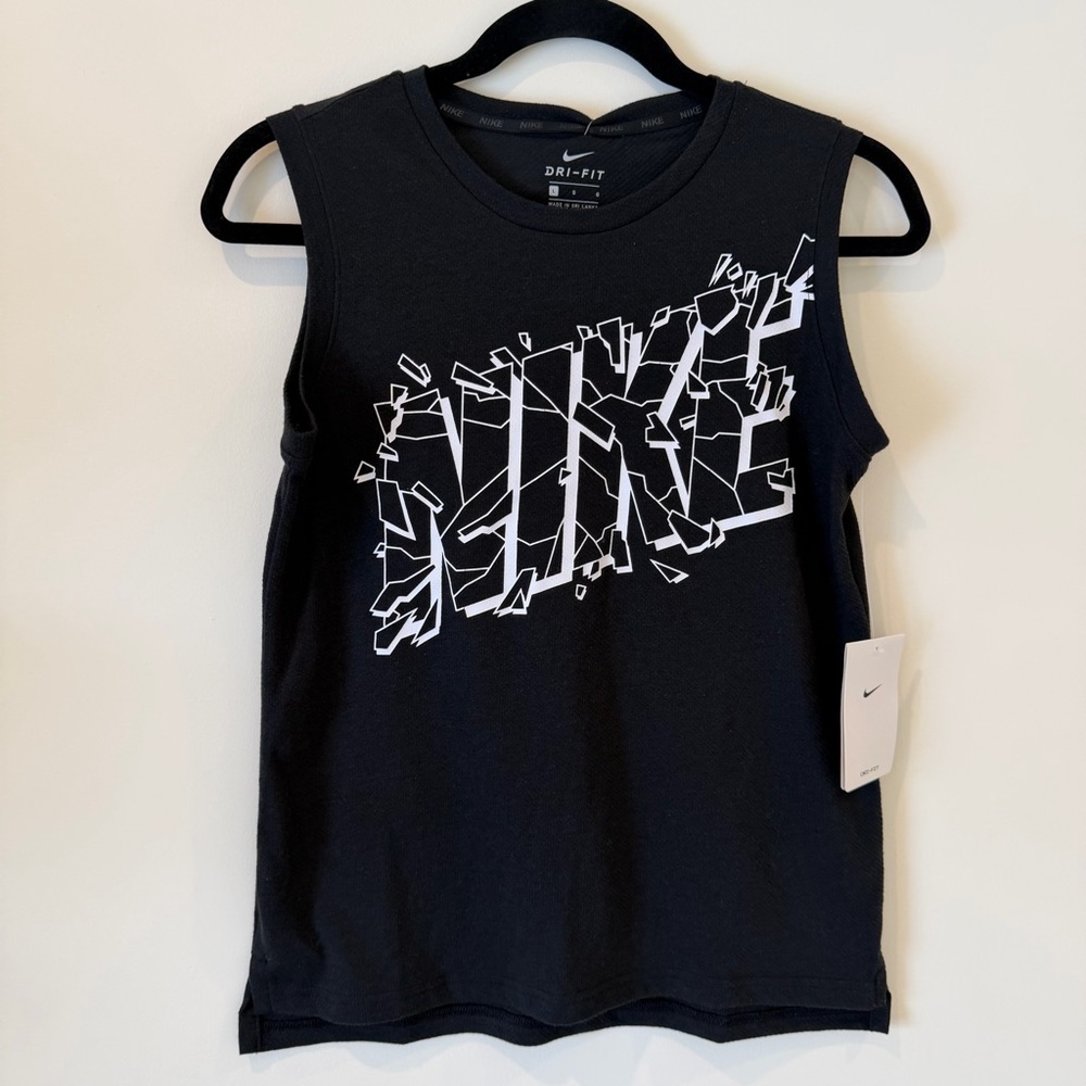 Nike Dri-Fit Black and White Graphic Athletic Tank Top Size L NWT